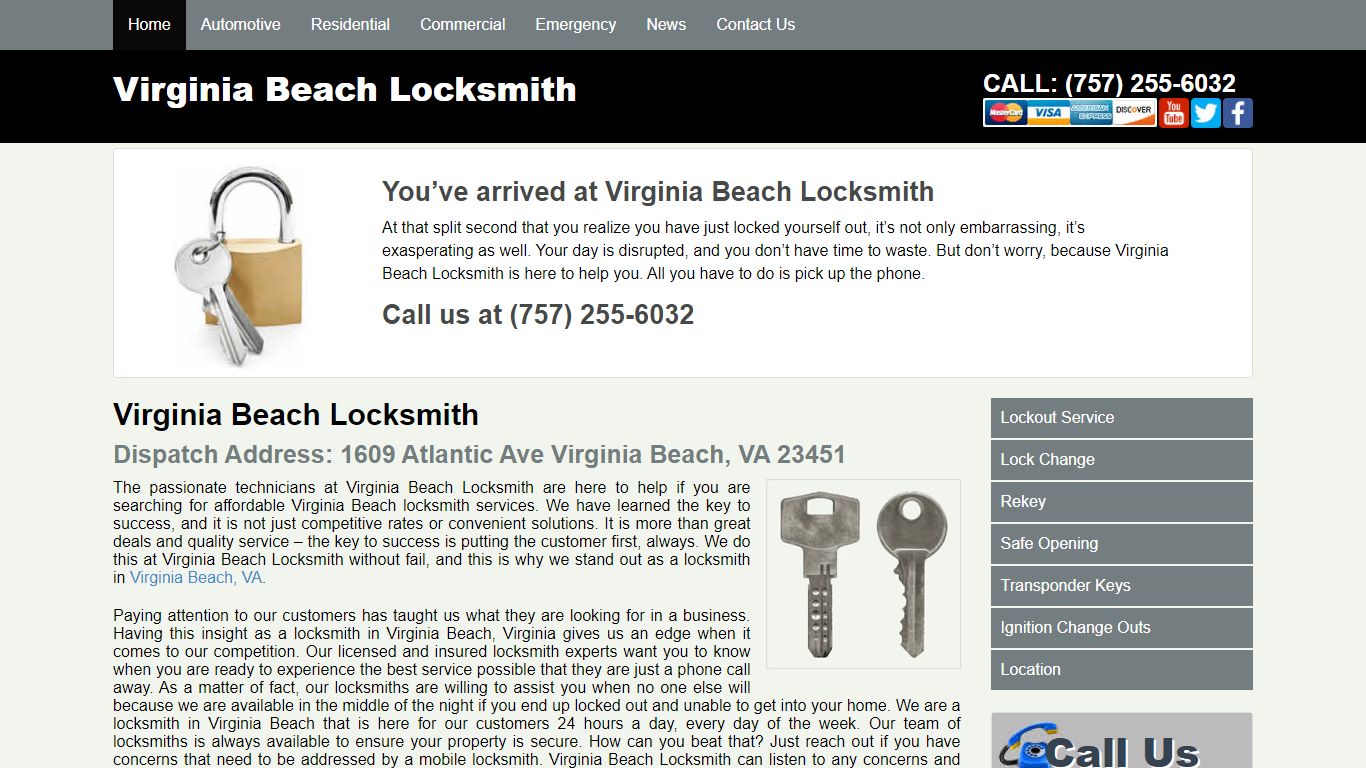 Virginia Beach Locksmith, Virginia Beach, VA (757) 255-6032 - Fast ...