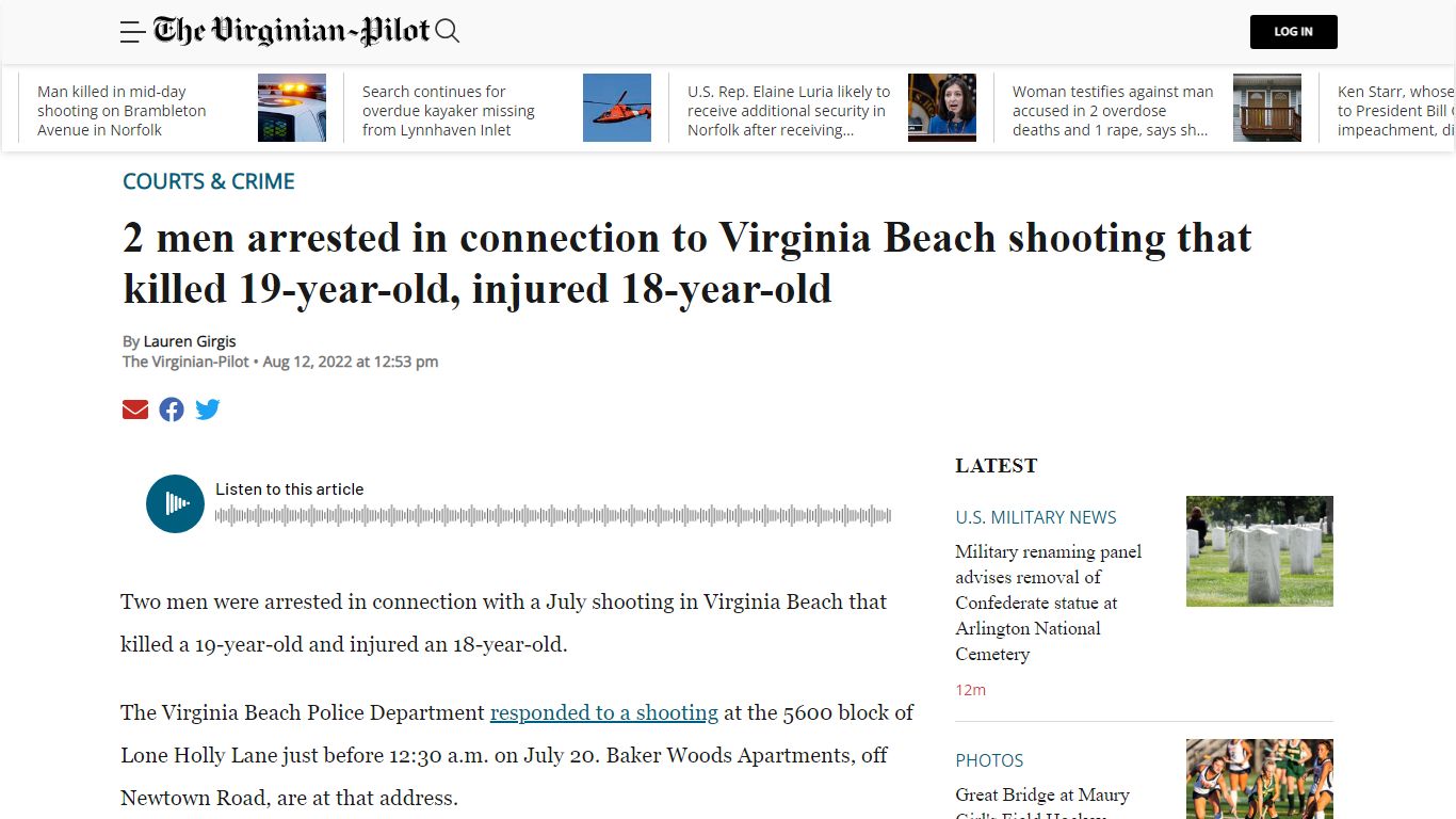 2 men arrested in connection to Virginia Beach shooting that killed 19 ...